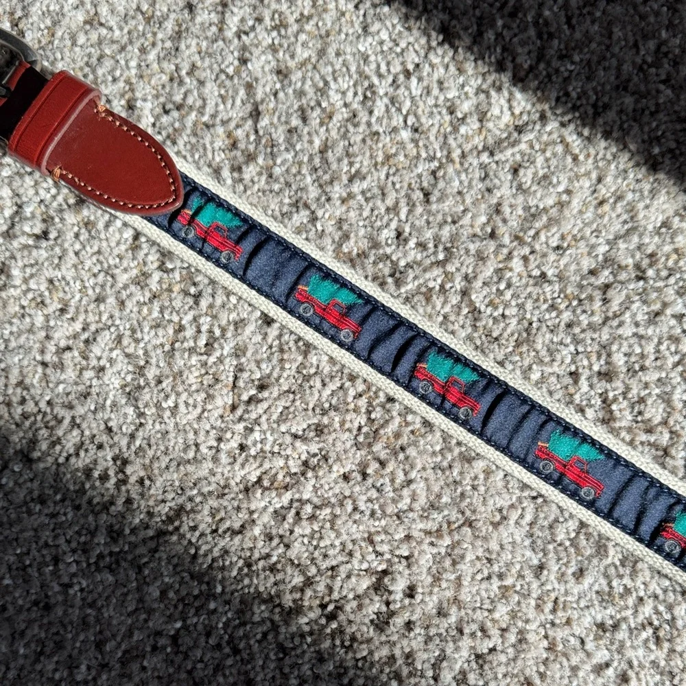 Crewcuts Kids Belt Cream with Red & Green Truck Design